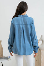 Blu Pepper Chambray Button Front Blouse