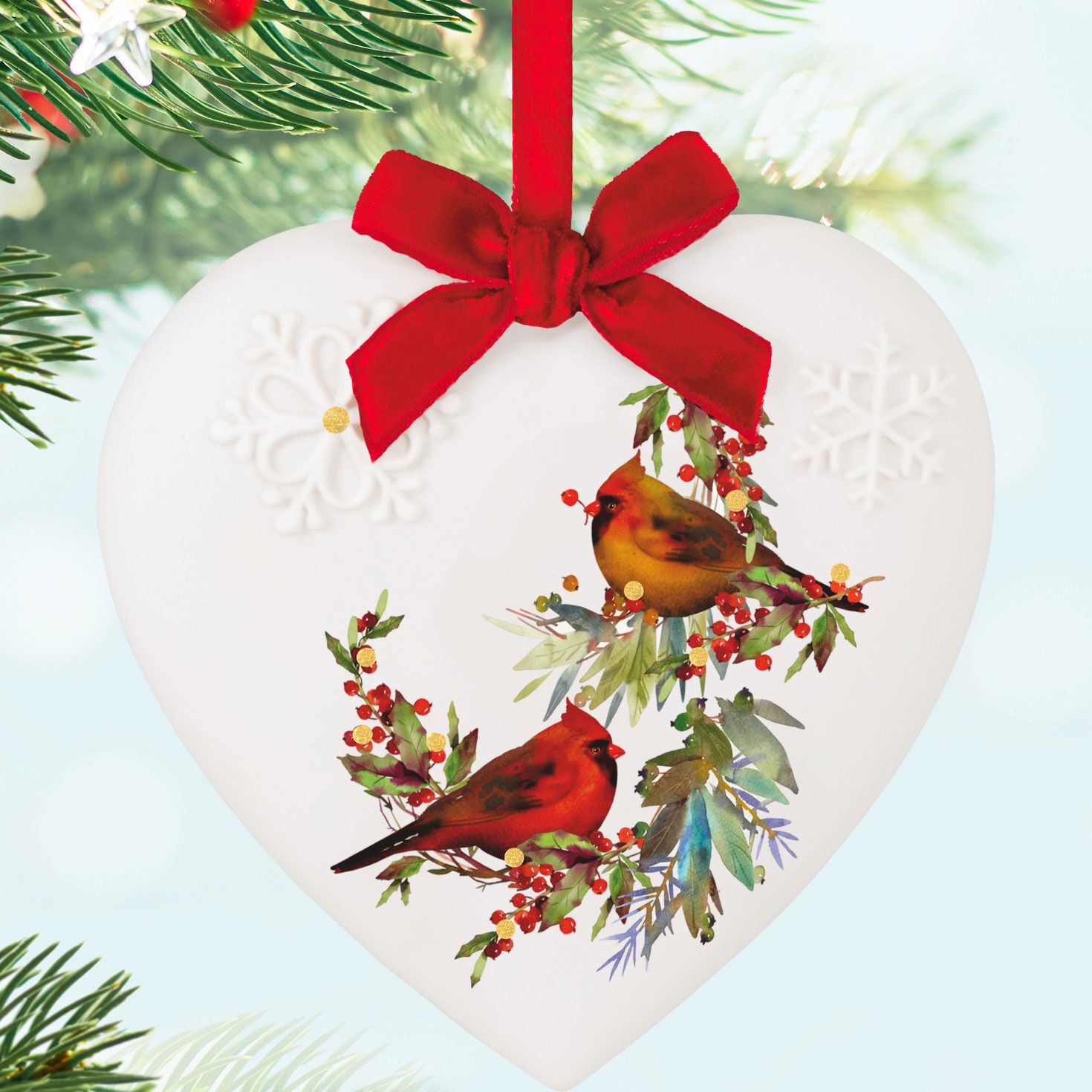 Christmas Cardinals Porcelain 2024 Hallmark Keepsake Ornament