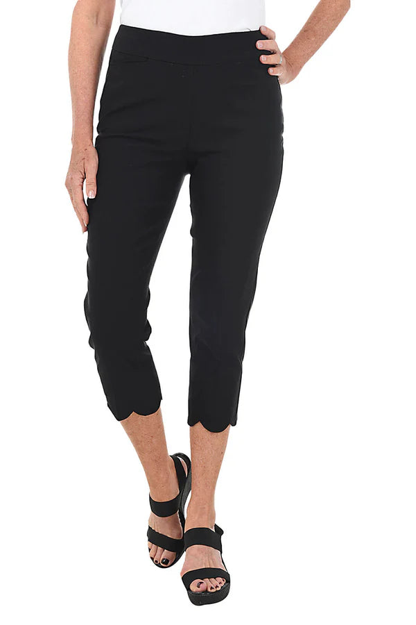 Lulu B Scalloped Hem Capri - Black