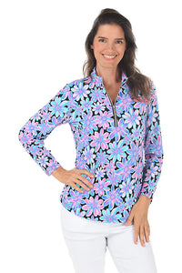 Beachtime by Lulu B UPF 50+ Cooling Quarter Zip - Neon Floral