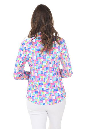 Beachtime by Lulu B UPF 50+ Cooling Quarter Zip - Cube Print