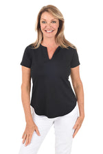 Lulu B UPF 50+ Short Sleeve Keyhole Top - Black