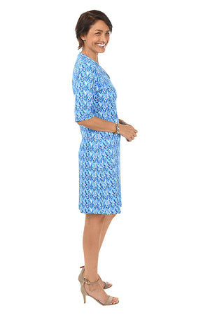 Lulu B UPF 50+ V-Neck Dress in Chevron Print
