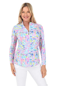 Beachtime by Lulu B UPF 50+ Cooling Quarter Zip - Abstract Print