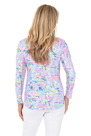 Beachtime by Lulu B UPF 50+ Cooling Quarter Zip - Abstract Print