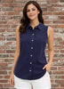 Lulu B Tencel Button Down Sleeveless Blouse - Navy