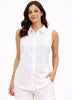 Lulu B Tencel Button Down Sleeveless Blouse - White