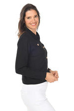 Keren Hart Linen Blend Button Up Jacket - Black