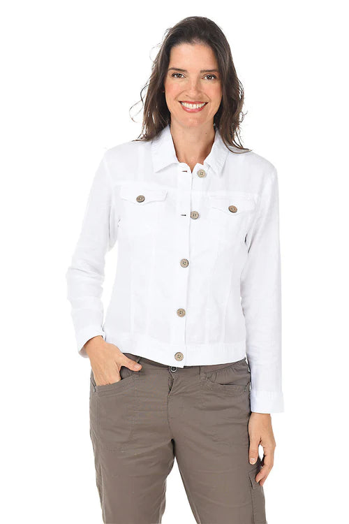Keren Hart Linen Blend Button Up Jacket - White