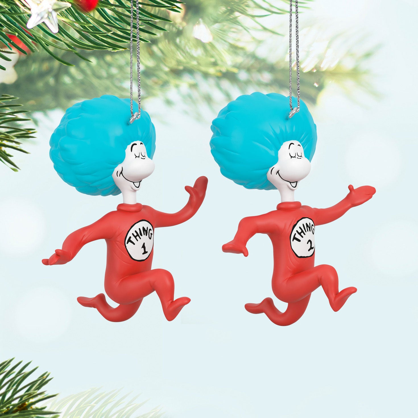 Dr. Seuss's The Cat in the Hat™ Thing One and Thing Two, Set of 2 2024 Hallmark Keepsake Ornament