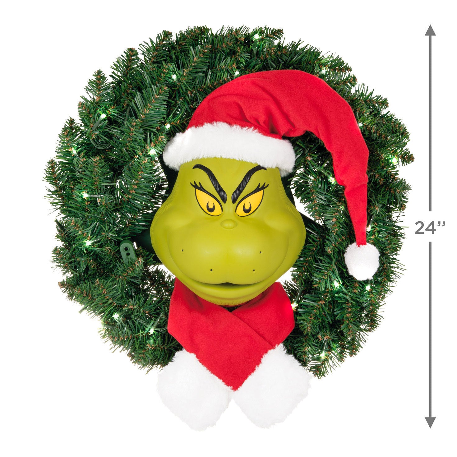 Dr. Seuss's How the Grinch Stole Christmas!™ The Grinch Wreath With Light, Sound and Motion, 24” 2024 Hallmark Keepsake Ornament