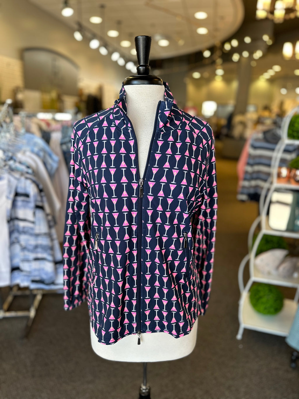 Beachtime by Lulu B UPF 50+ Cooling Zip Jacket in Martini Print
