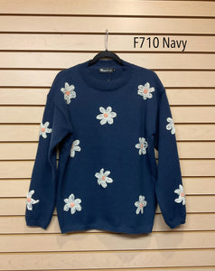 Yarn Flower Knit Sweater by Creation