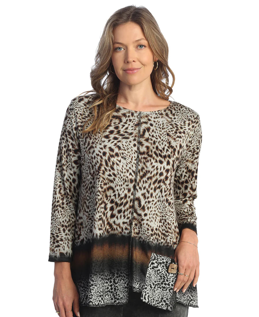 Jess & Jane French Brushed Safari Print Tunic Top - MADE IN THE USA