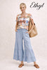 Ethyl Cascade Tiered Palazzo Crop Pant - Light Denim