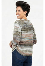 Ethyl Knit Spacedye Sweater with Round Hem and Wood Button Detail