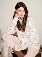 Charlie B Speckled Yarn Cable Knit Sweater