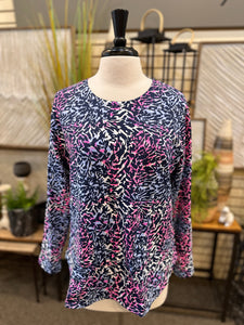 Lulu B UPF 50+ Two Pocket Scoop Neck - Animal Print with Shimmer