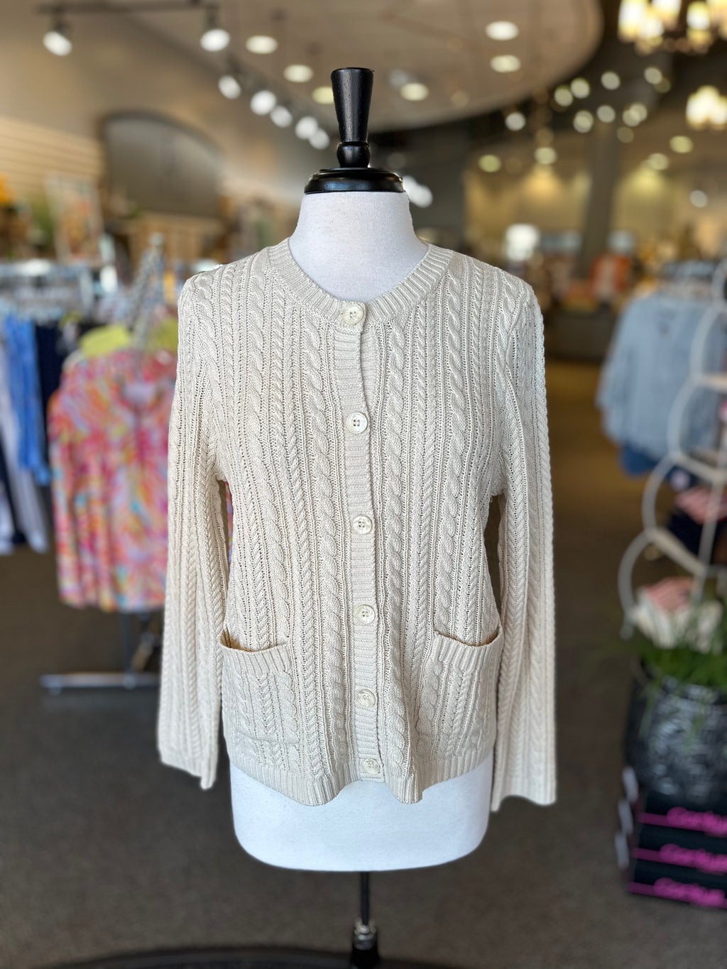 Lulu B Knit Two Pocket Cardigan - Stone