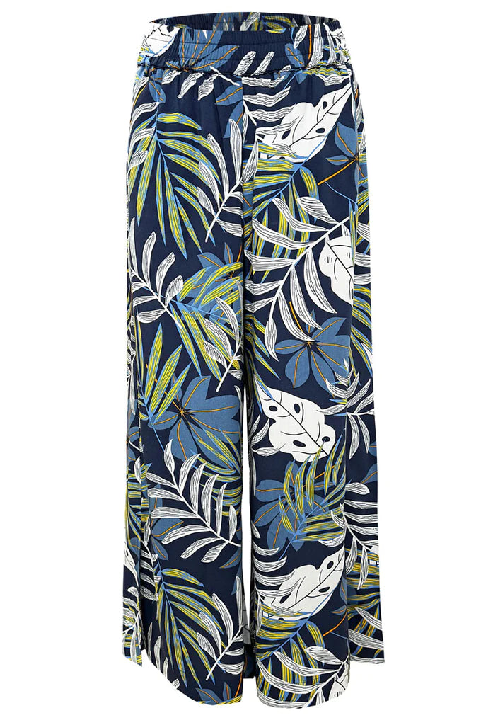 Ethyl Palm Print Crop Palazzo Pant with Pockets