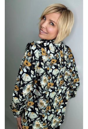 Ethyl Floral Tunic Blouse with Wired Collar