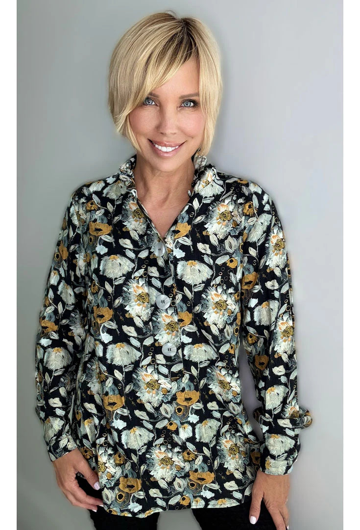 Ethyl Floral Tunic Blouse with Wired Collar