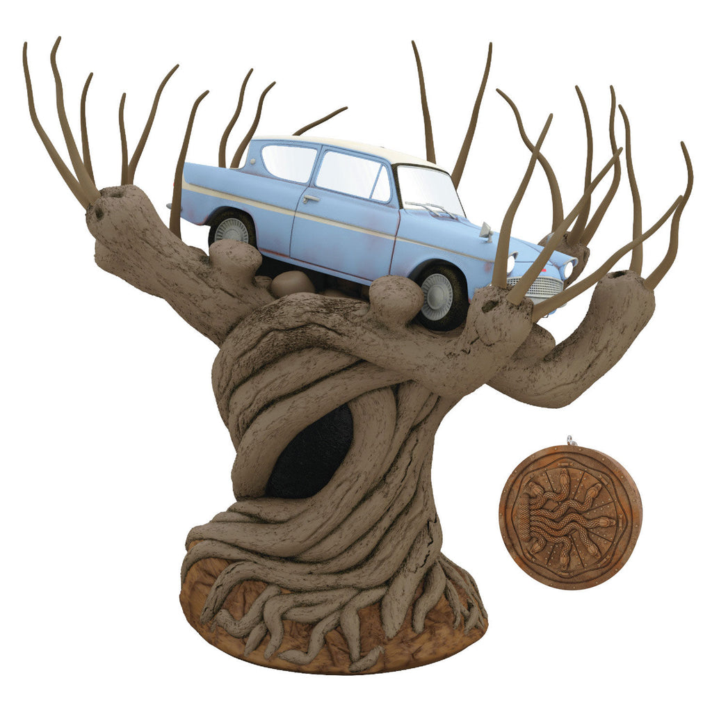 Harry Potter and the Chamber of Secrets™ Collection Flying Ford Anglia in the Whomping Willow™ Tree Topper With Light and Sound 2024 Hallmark Keepsake Ornament