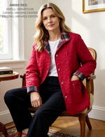 Reversible Quilted Lightweight Coat by Creation - Red Plaid