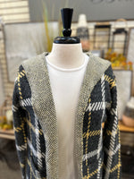 Wool Plaid Hooded Cardigan by Creation