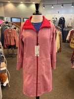 Lulu B Reversible Bucket Neck Zip Up - Crimson