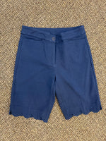 Lulu B Seersucker Scalloped Bermuda Short - Navy