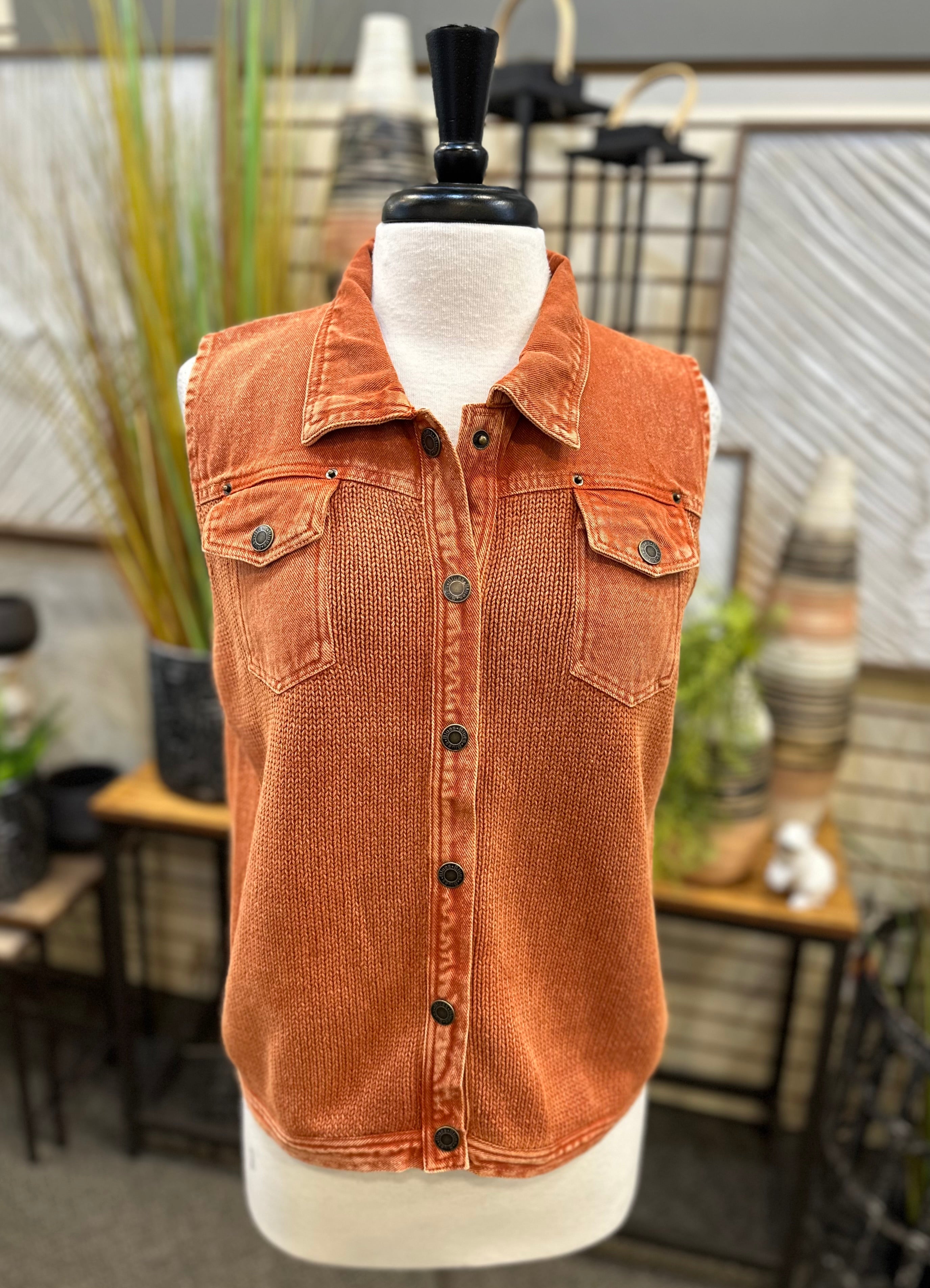 PBJ Blues Snap Sweater Vest - Copper