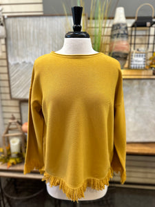 Keren Hart Knit Pullover with Fringe Sleeves - Gold