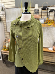 Cowl Neck Waffle Knit Sweater with Button Feature by Creation