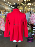 Lulu B 3/4 Sleeve French Terry Button Down Top - Crimson