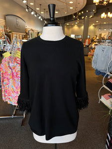 Lulu B "Cha Cha" Sleeve Scoop Neck Sweater - Black