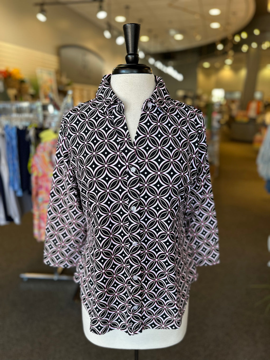 Lulu B UPF 50+ Button Down Blouse - Kaleidescope