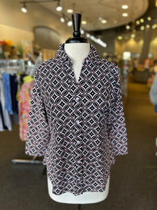 Lulu B UPF 50+ Button Down Blouse - Kaleidescope