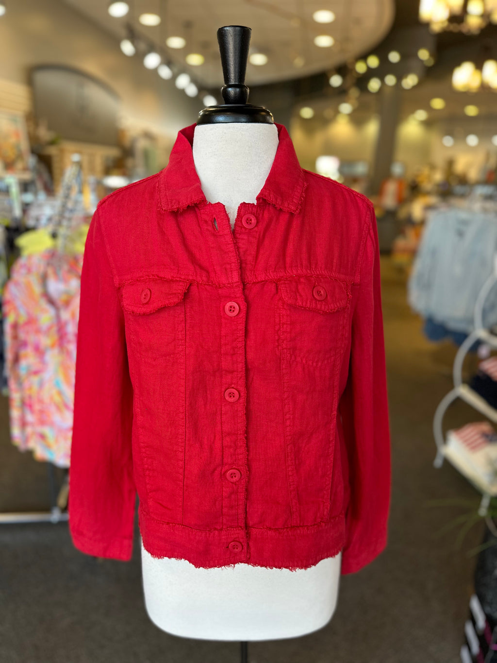 Lulu B Linen Travel Jacket - Crimson