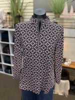 Lulu B UPF 50+ Mock Neck Quarter Zip - Kaleidoscope