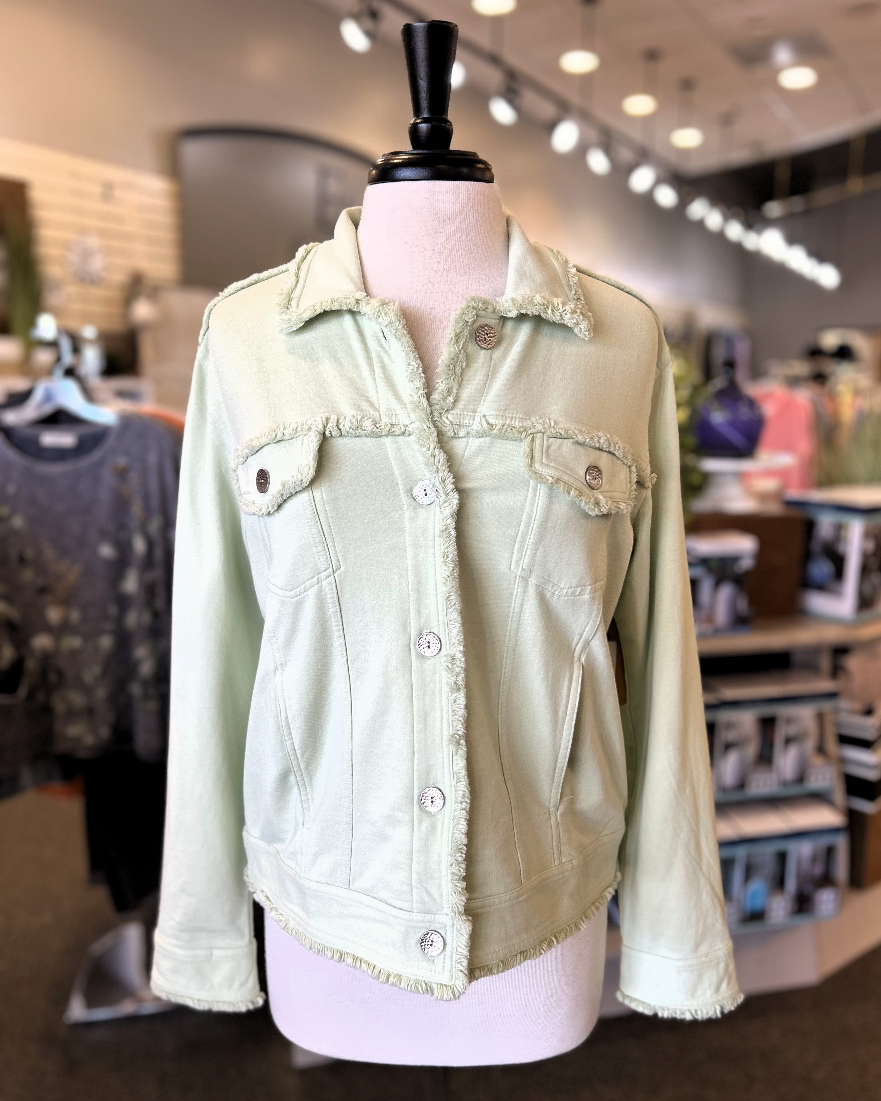 Inspired by Wild Palms French Terry Fringe Jacket - Frosty Mint