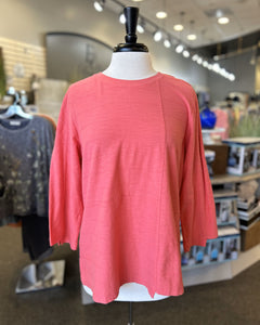 Inspired by Wild Palms Cotton Pucker Weaved Crew Neck - Coral Reef