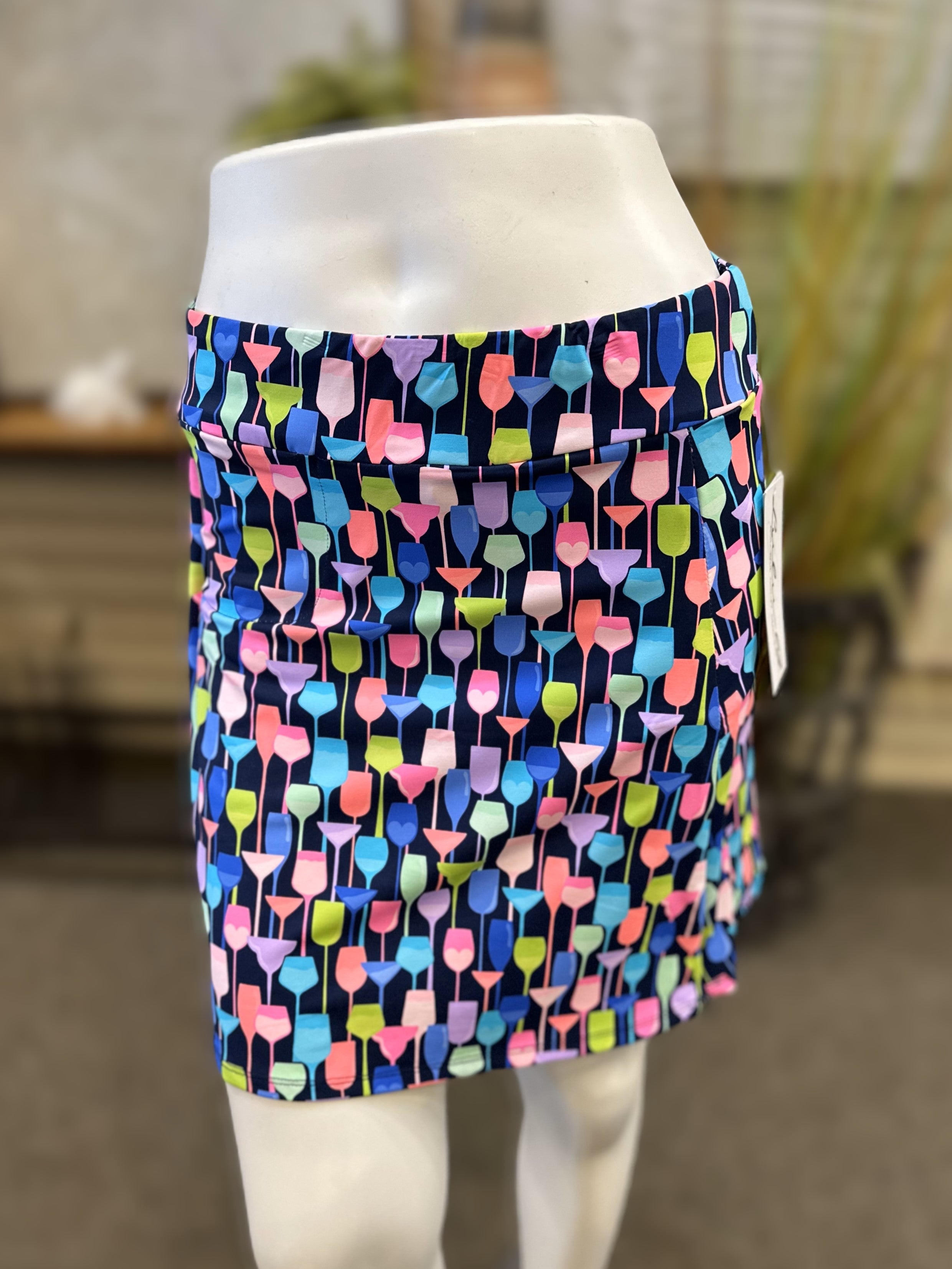 Lulu B UPF 50+ Skort - Wine Glasses