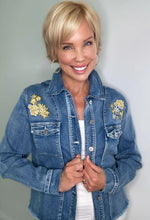 Ethyl Denim Jean Jacket with Embroidered Flowers