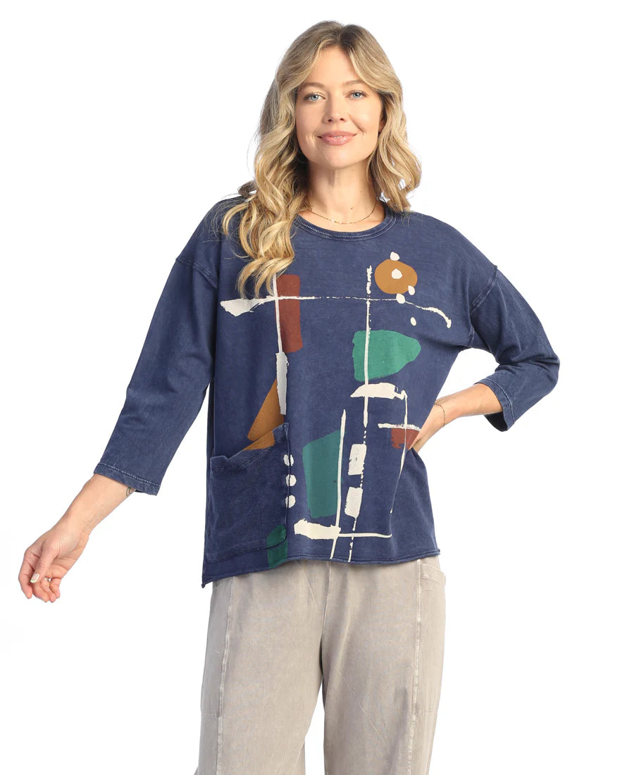 Jess & Jane Mineral Wash Cotton Tunic Top with Thermal Pocket - MADE IN THE USA