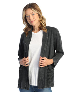 Jess & Jane Mineral Wash Cotton Cardigan with Pockets - MADE IN THE USA