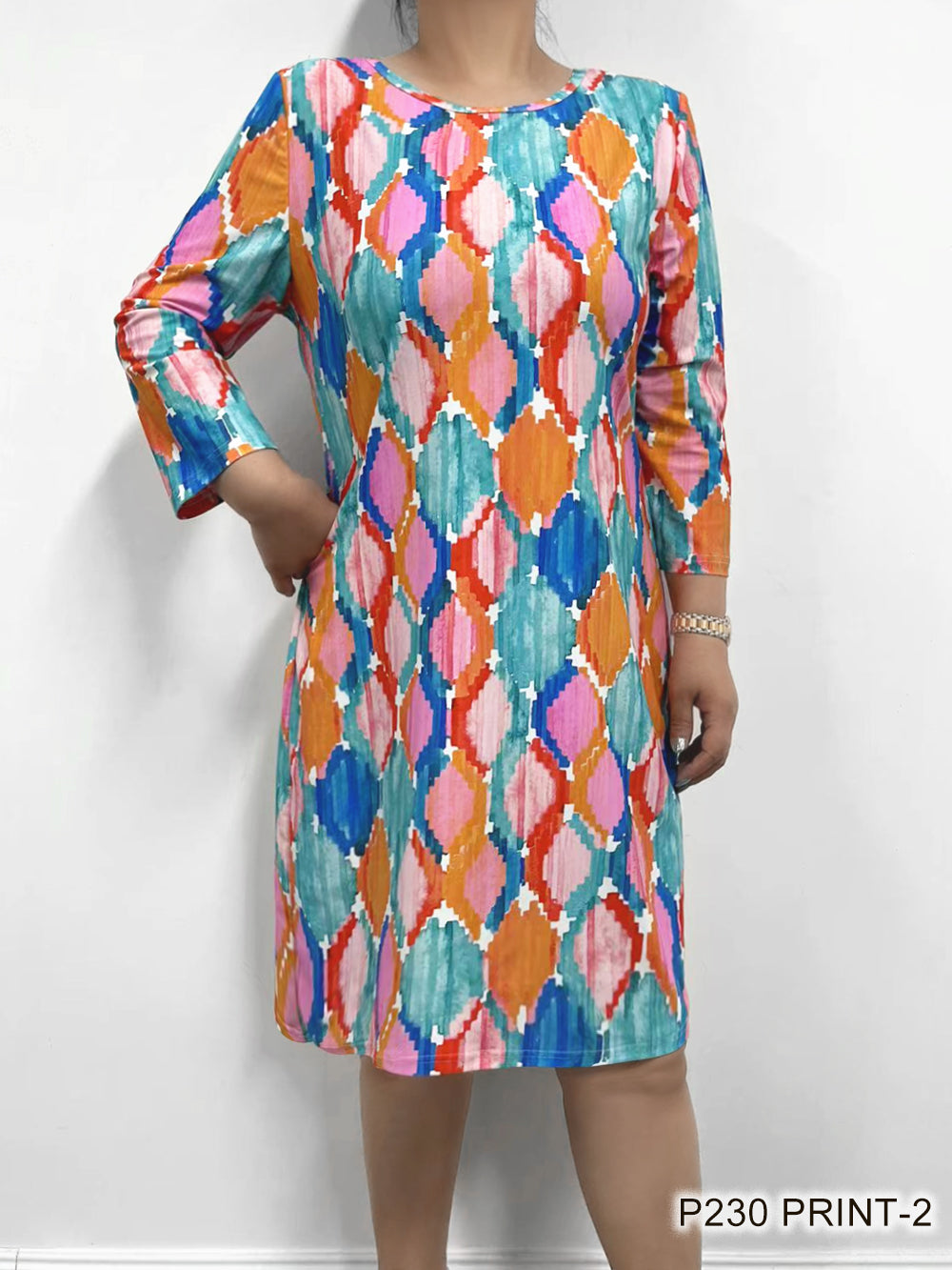 UPF 50+ 3/4 Sleeve Scoop Neck Travel Dress by Periwinkle