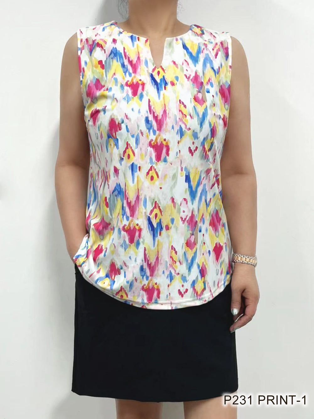 UPF 50+ Keyhole Chevron Print Tank by Periwinkle