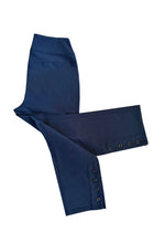 Ethyl Classic Pull-On Bengaline Capri with Side Buttons - Navy