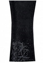 Ethyl Pull On Capri with Cutout Flowers and Rhinestone Detail